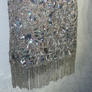ASOS Silver Sequin Dress Beaded Tassel. Worn once, still has tags.